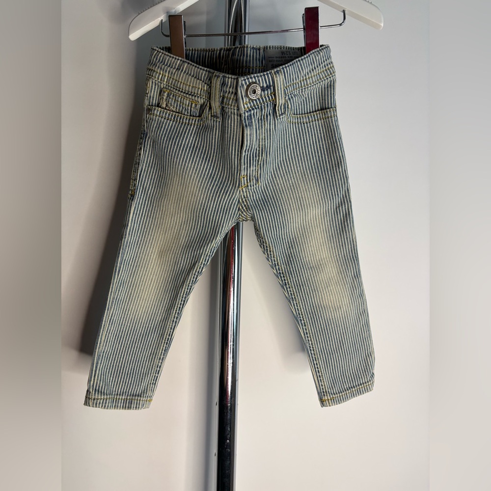 Diesel Baby Boys Blue & White Striped Slim Jeans Size 12M